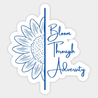 Bloom Through Adversity - Half Sunflower (Blue) Sticker